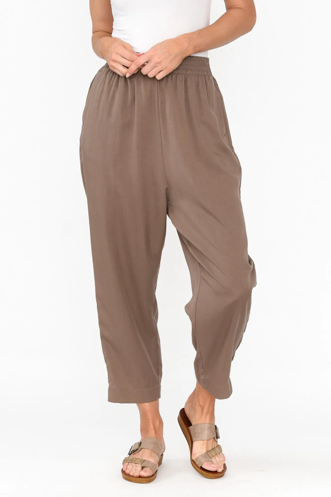 Kanni Chocolate Lyocell Jogger Pants sold by Blue Bungalow