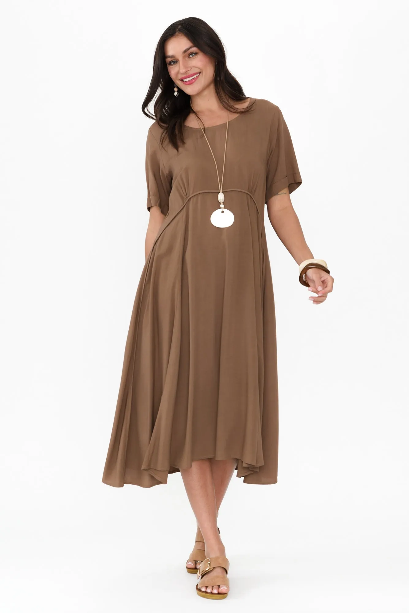 Zaelia Chocolate Crescent Dress sold by Blue Bungalow