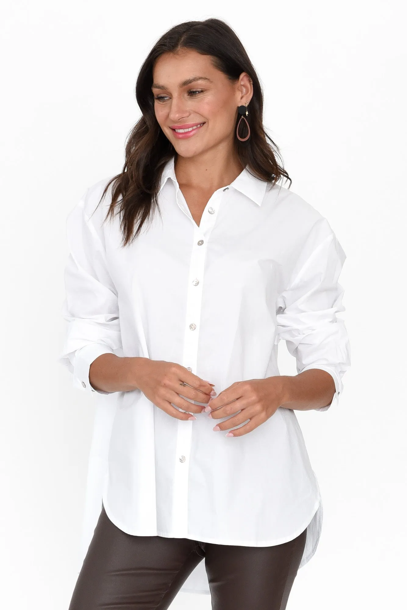 Fabel White Cotton Poplin Shirt sold by Blue Bungalow product image thumbnail 2