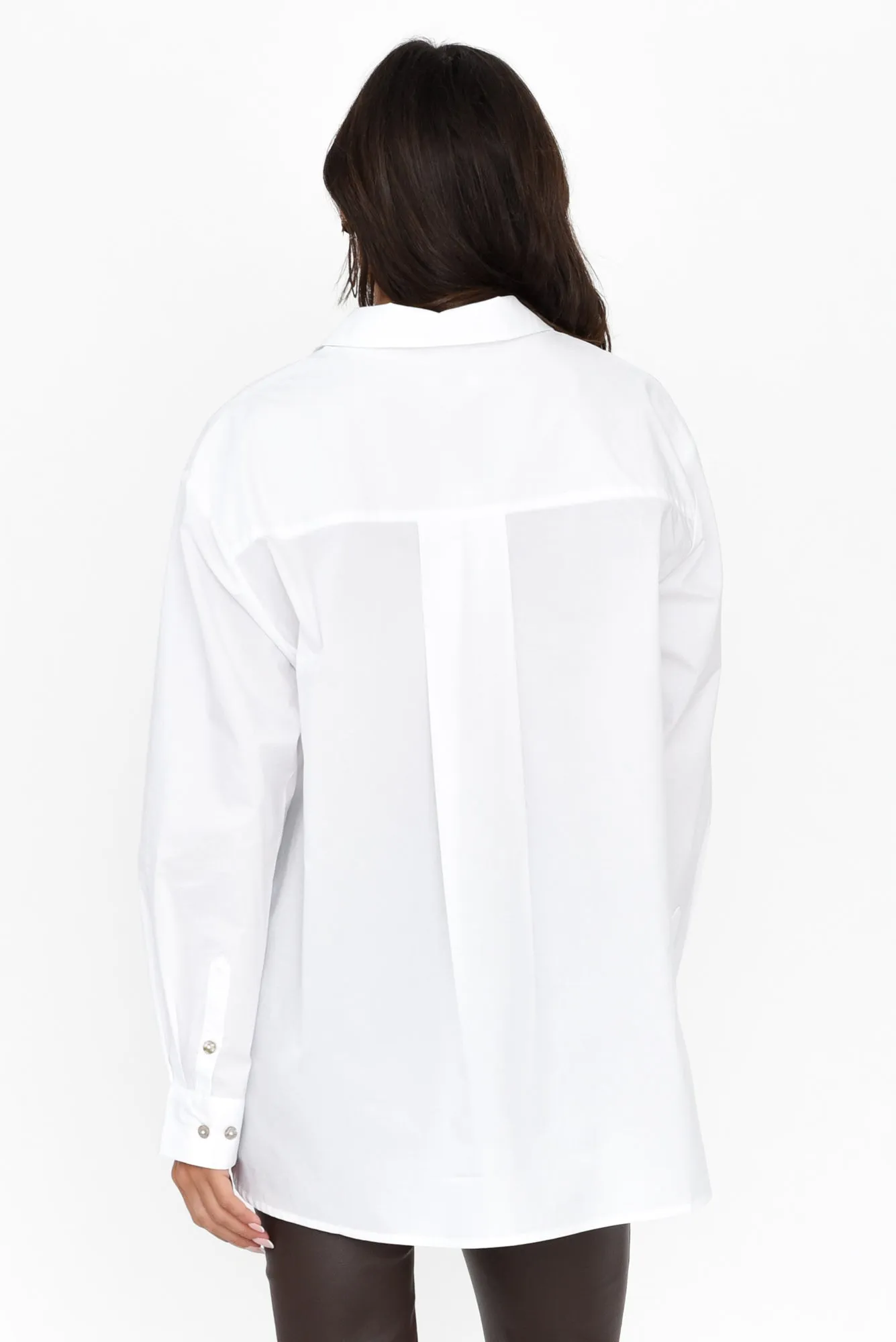 Fabel White Cotton Poplin Shirt sold by Blue Bungalow product image thumbnail 5