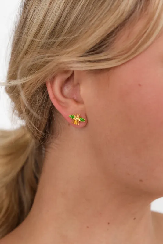 Kaylin Emerald Bee Stud Earrings sold by Blue Bungalow