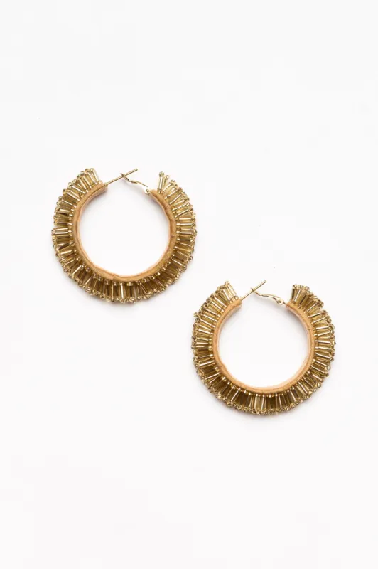 Christina Gold Beaded Hoop Earrings sold by Blue Bungalow