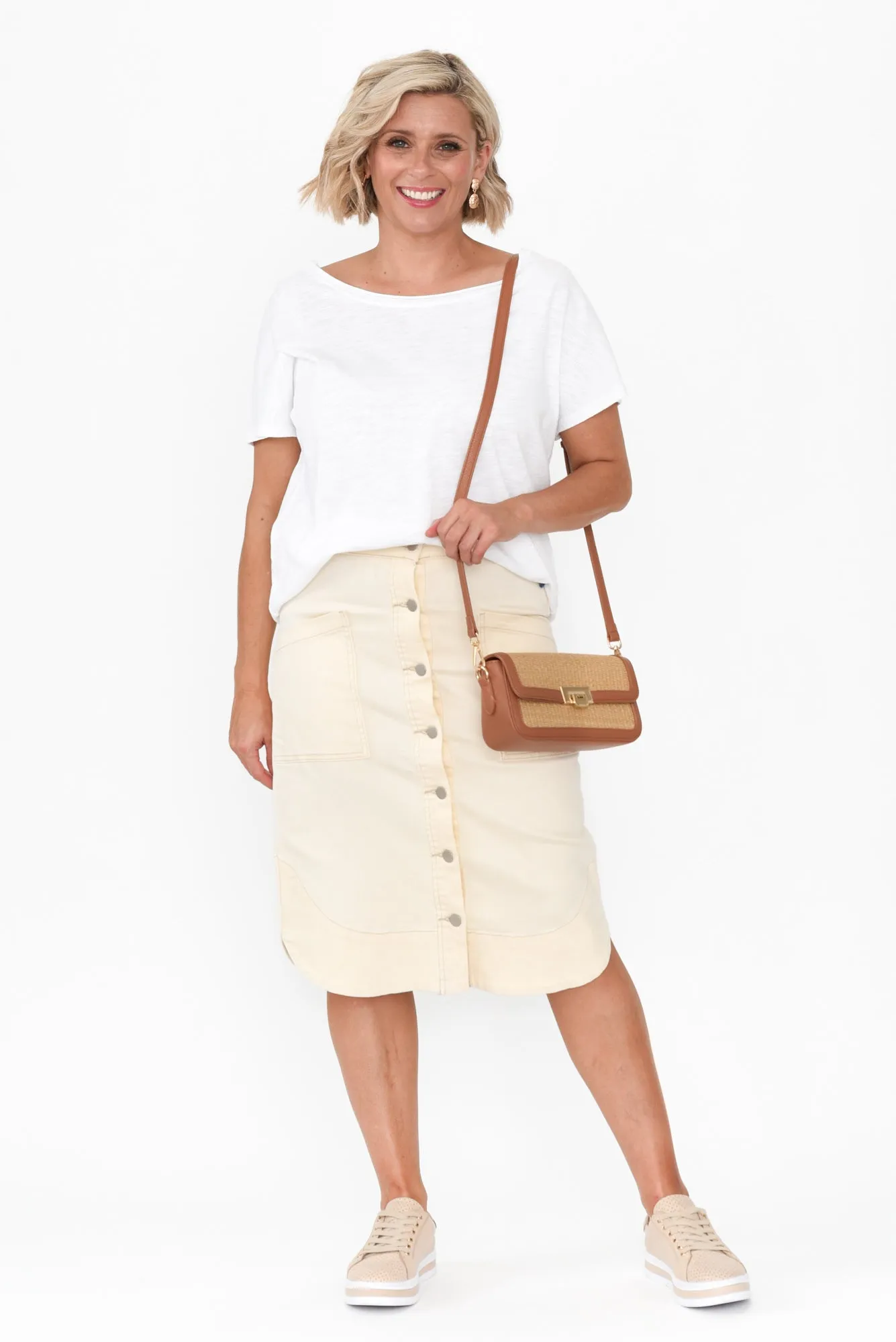 Laitte Cream Denim Button Skirt sold by Blue Bungalow product image thumbnail 3