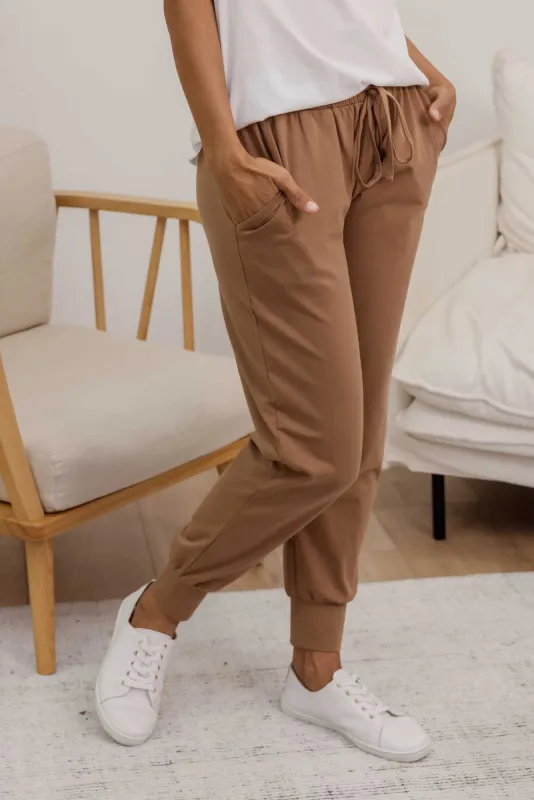 Mocha Cotton Everyday Tie Sweatpants sold by Blue Bungalow