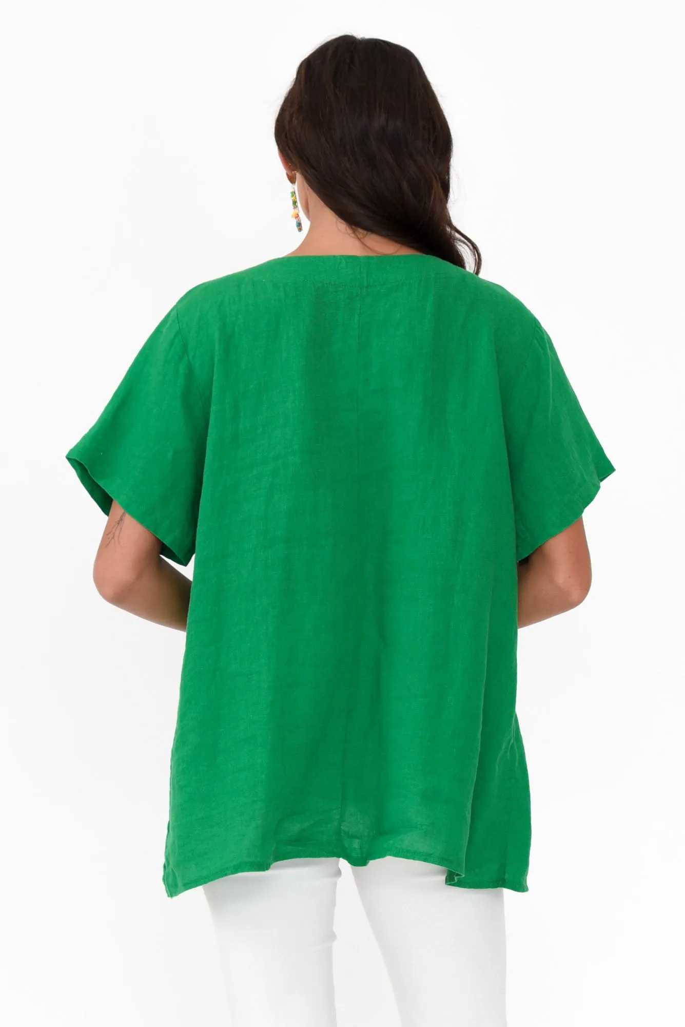 Micah Green Linen Scoop Neck Top sold by Blue Bungalow product image thumbnail 4