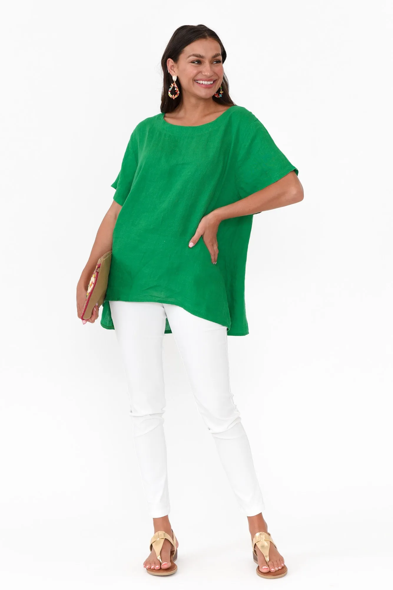 Micah Green Linen Scoop Neck Top sold by Blue Bungalow product image thumbnail 5
