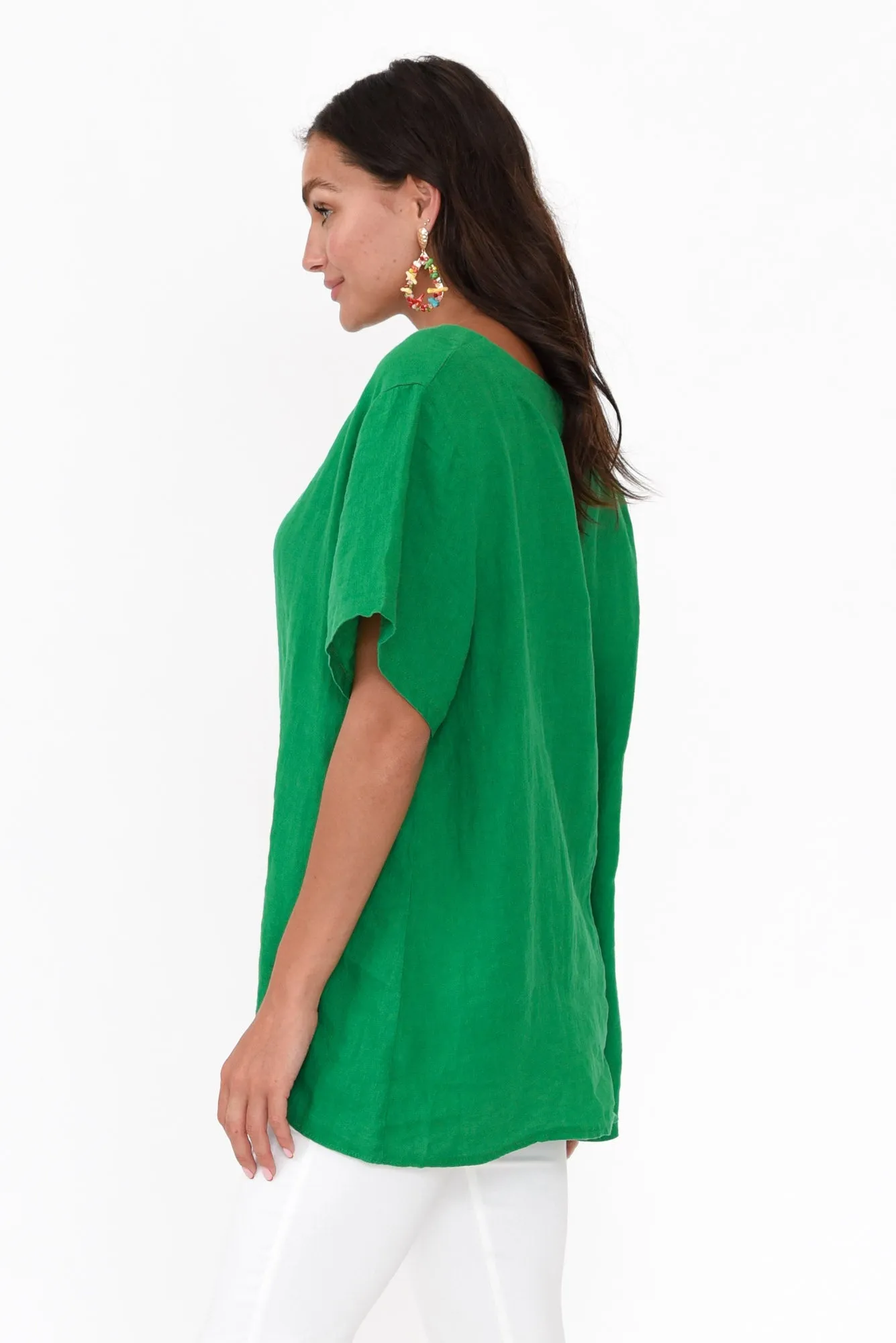 Micah Green Linen Scoop Neck Top sold by Blue Bungalow product image thumbnail 3