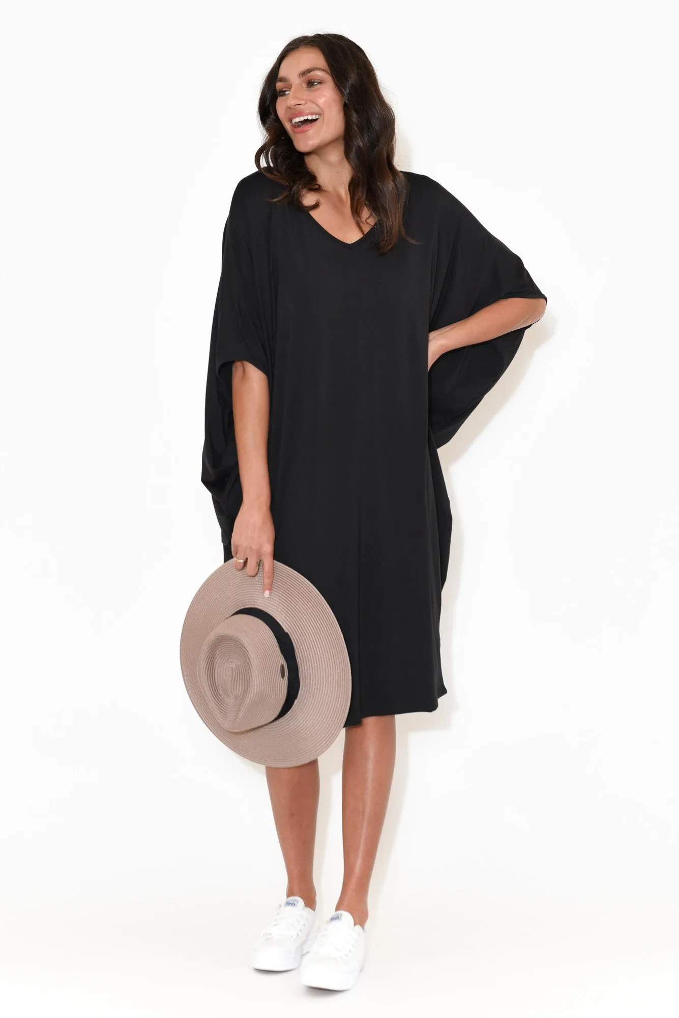 Freya Black Bamboo Batwing Dress sold by Blue Bungalow product image thumbnail 2