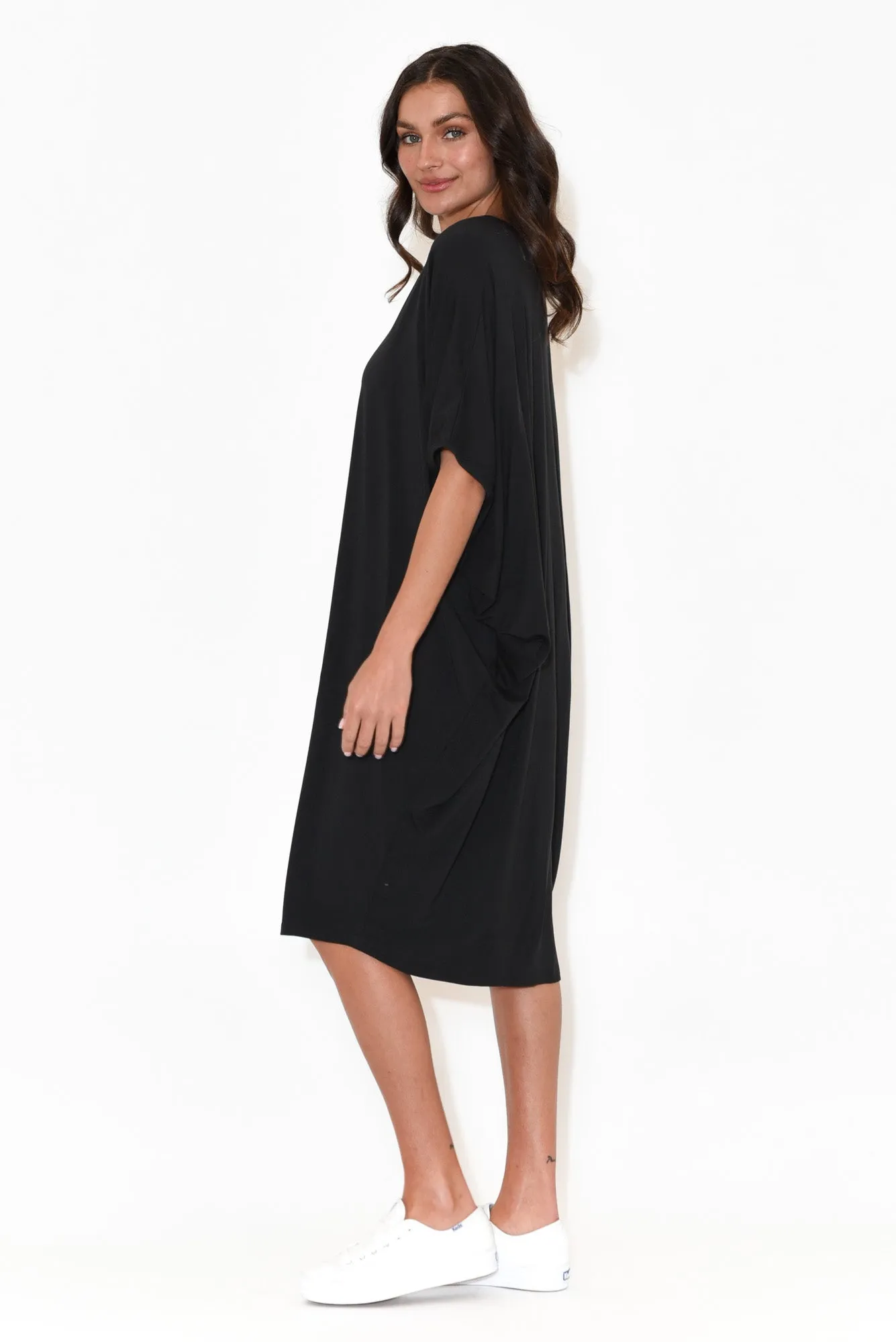 Freya Black Bamboo Batwing Dress sold by Blue Bungalow product image thumbnail 4