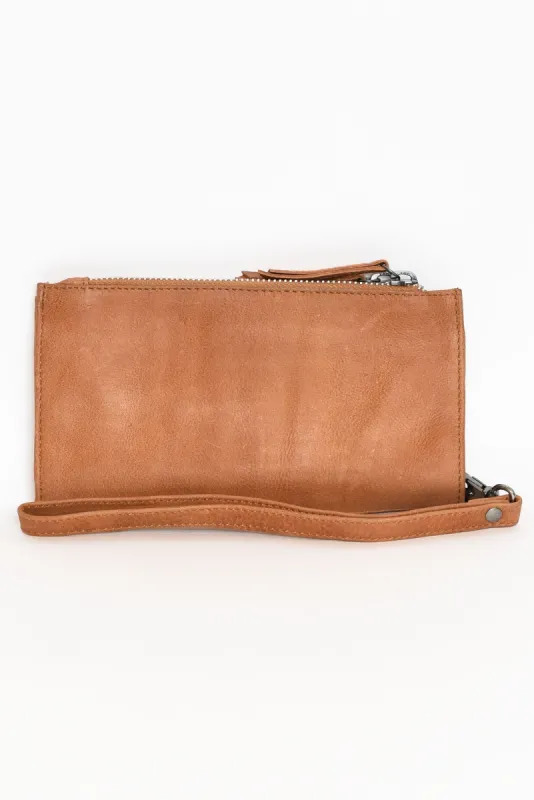 Rowan Tan Leather Double Zip Wallet sold by Blue Bungalow