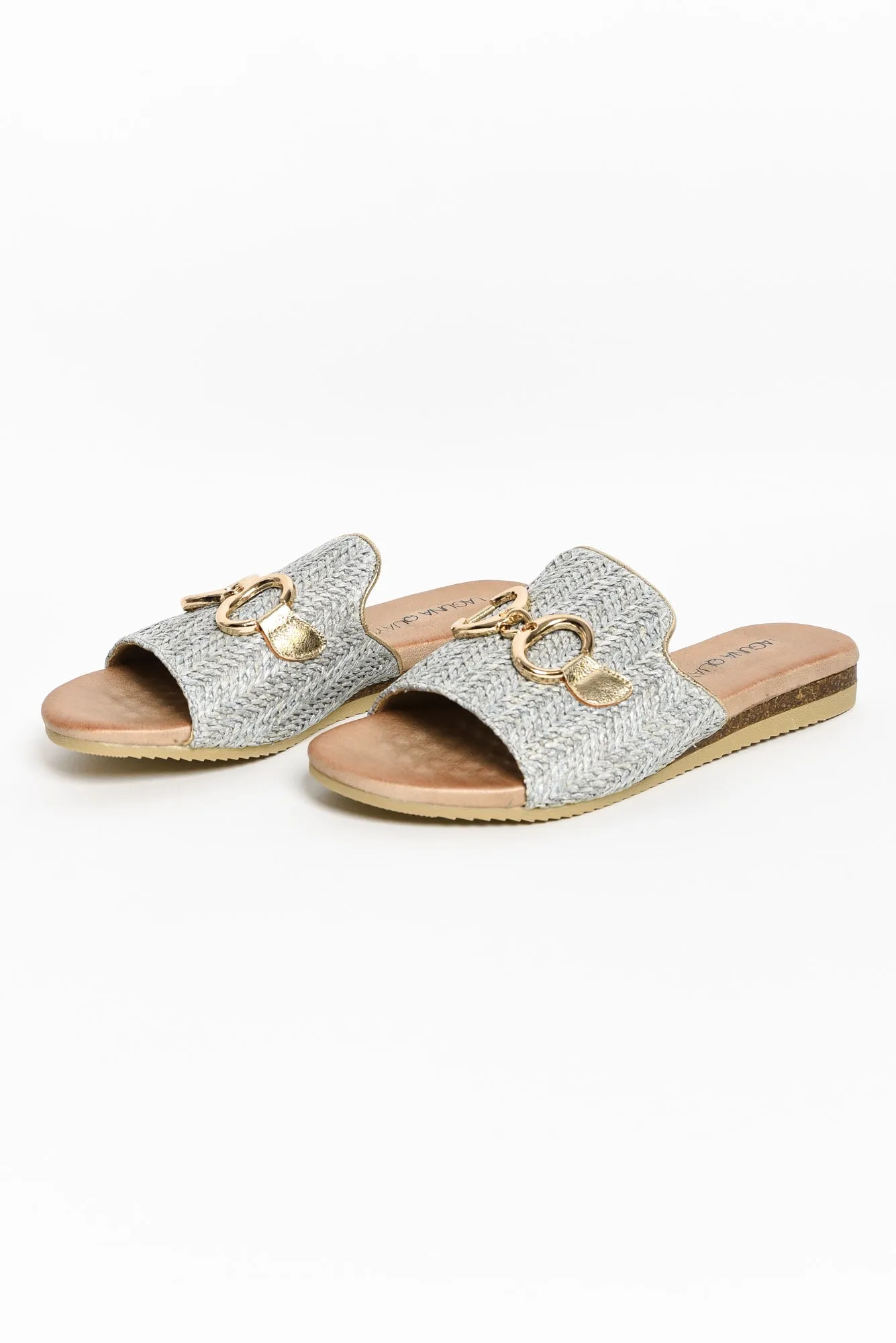 Kandy Stone Raffia Buckle Slide sold by Blue Bungalow