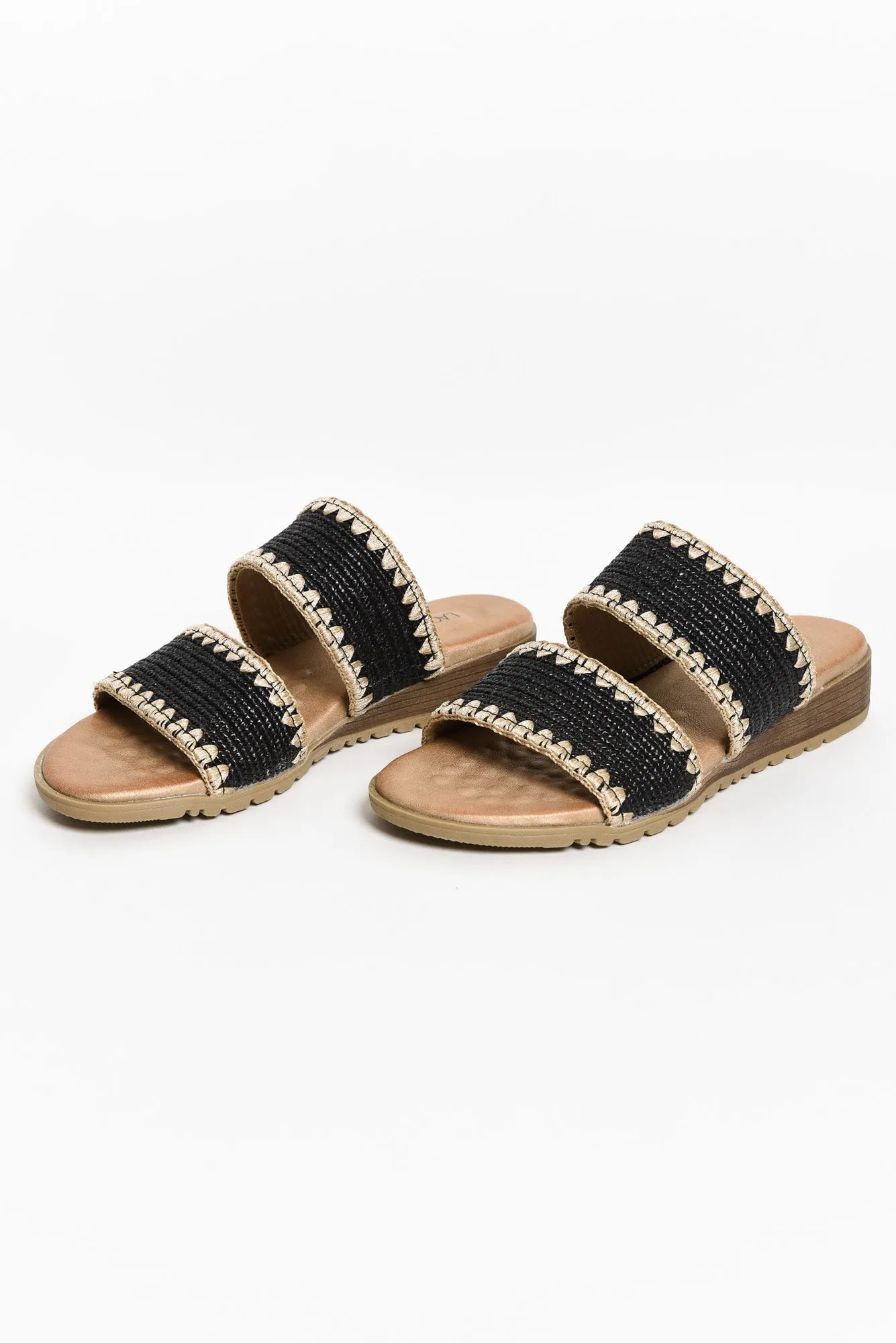 Gister Black Contrast Woven Slide sold by Blue Bungalow