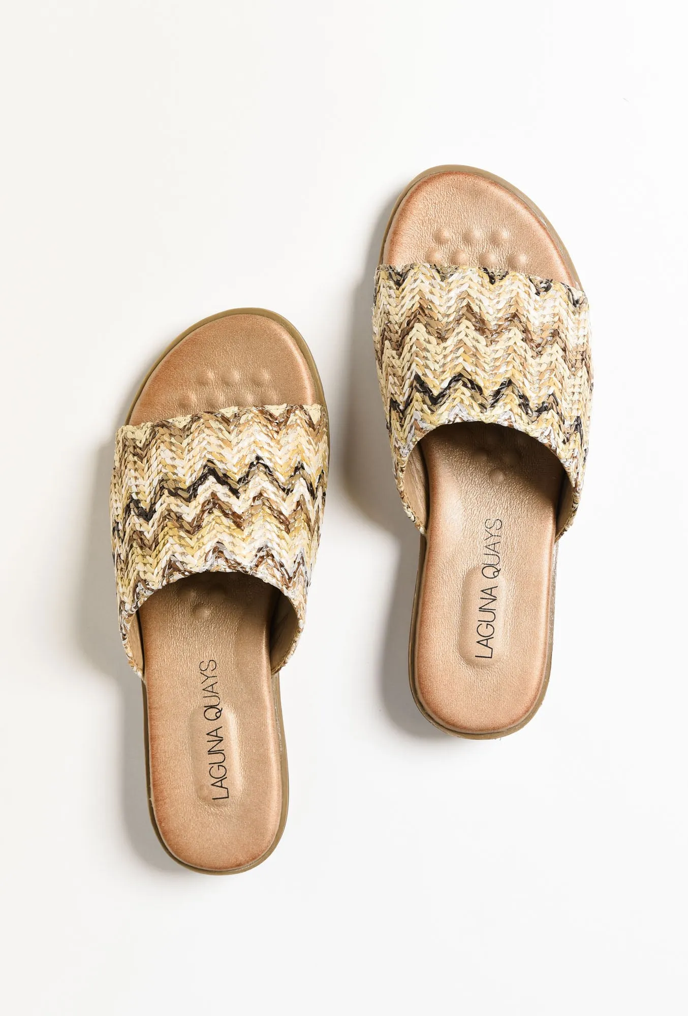 Ganni Natural Geo Raffia Slide sold by Blue Bungalow
