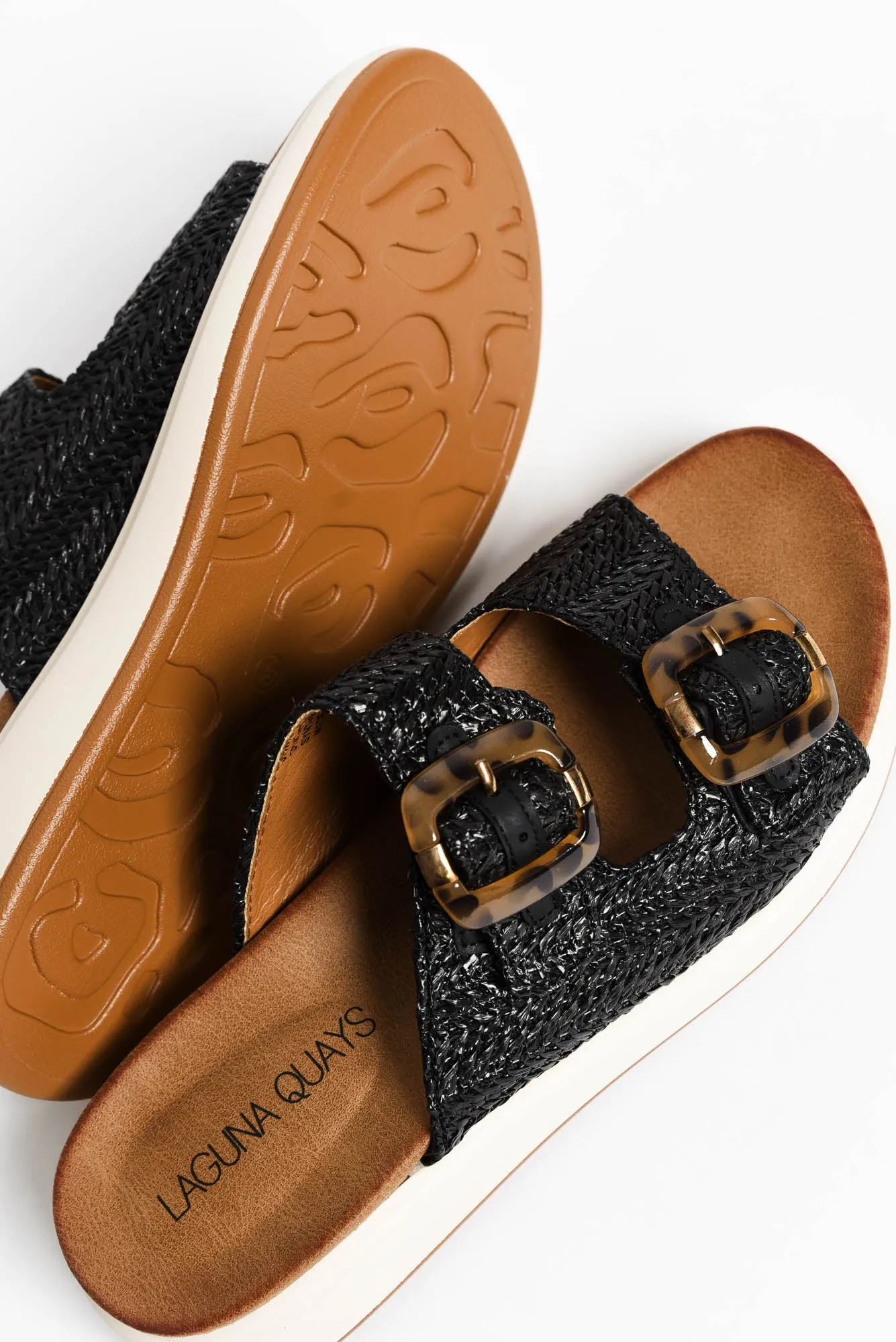 Beacon Black Raffia Platform Slide sold by Blue Bungalow product image thumbnail 2