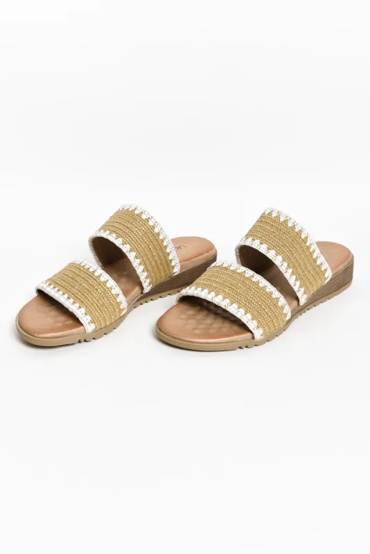 Gister Natural Contrast Woven Slide sold by Blue Bungalow