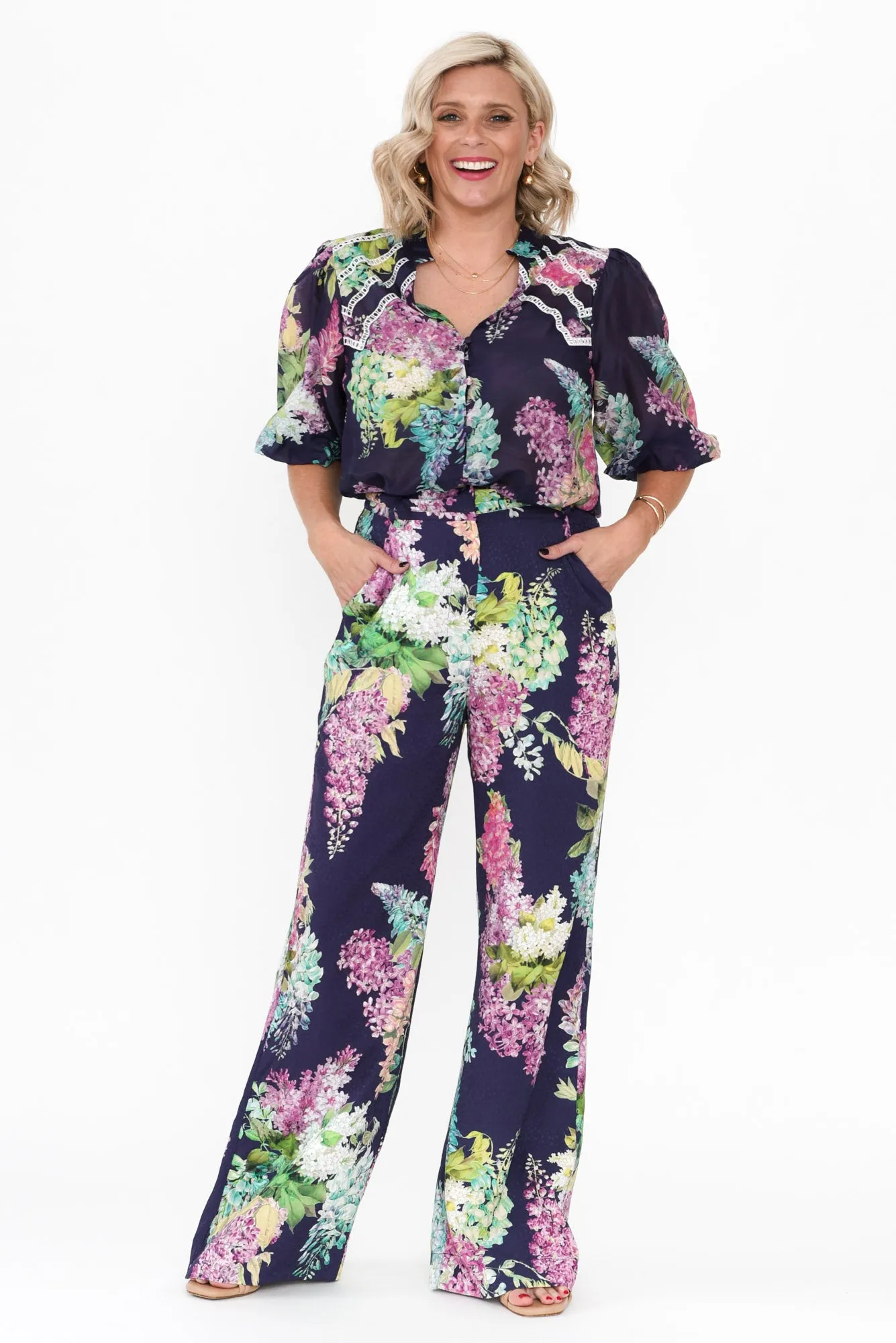 Augustine Navy Wisteria Pocket Pants sold by Blue Bungalow product image thumbnail 2