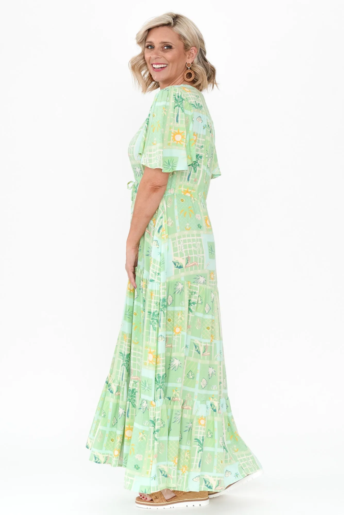 Marcelle Green Tropical Tier Dress sold by Blue Bungalow product image thumbnail 4