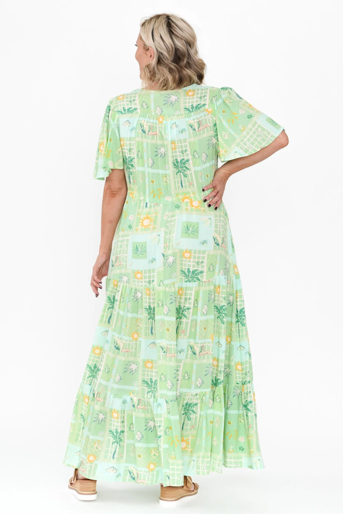 Marcelle Green Tropical Tier Dress sold by Blue Bungalow product image thumbnail 5