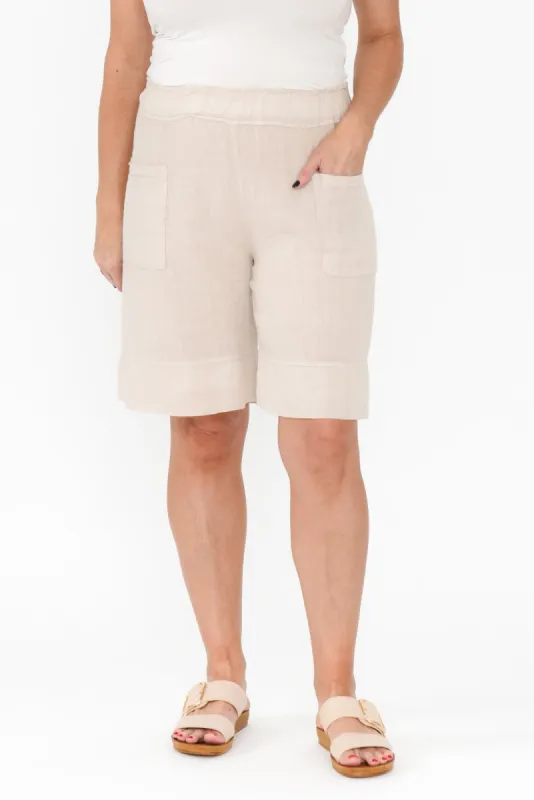 Oxley Beige Linen Pocket Shorts sold by Blue Bungalow