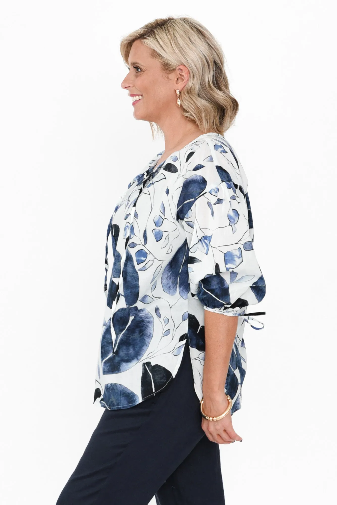 Roanne Blue Leaf Cotton Top sold by Blue Bungalow product image thumbnail 3