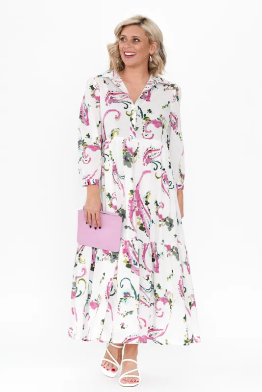 Noleen Pink Paisley Cotton Dress sold by Blue Bungalow