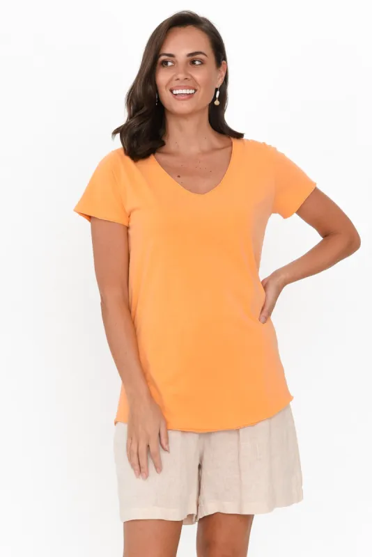Orange Cotton Fundamental Vee Tee sold by Blue Bungalow