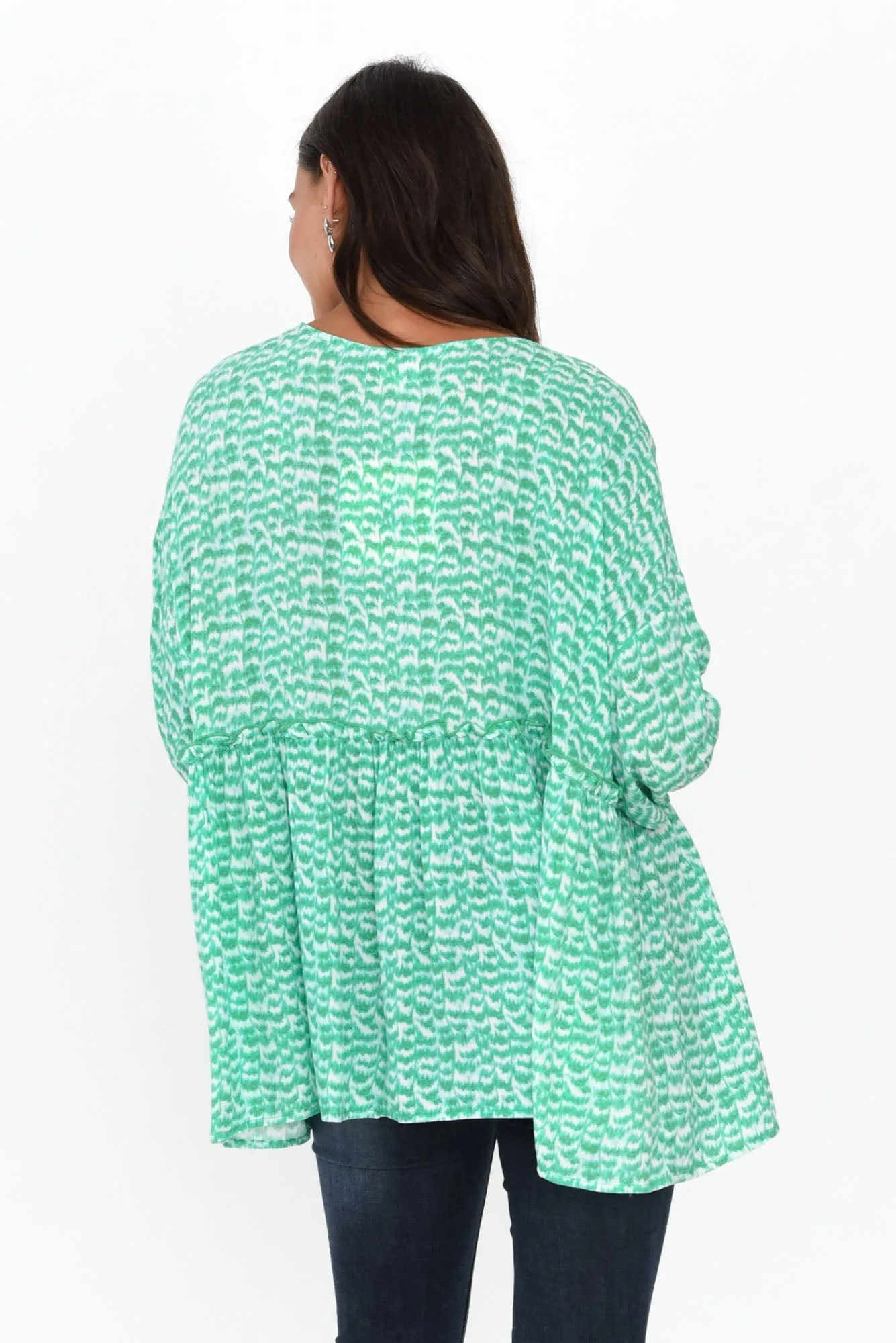 Risha Emerald Tie Dye Gather Top sold by Blue Bungalow product image thumbnail 5