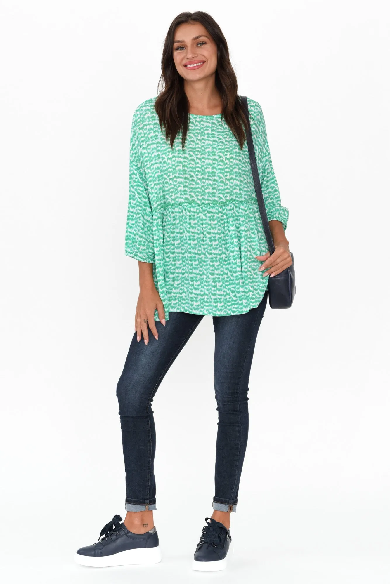 Risha Emerald Tie Dye Gather Top sold by Blue Bungalow product image thumbnail 2