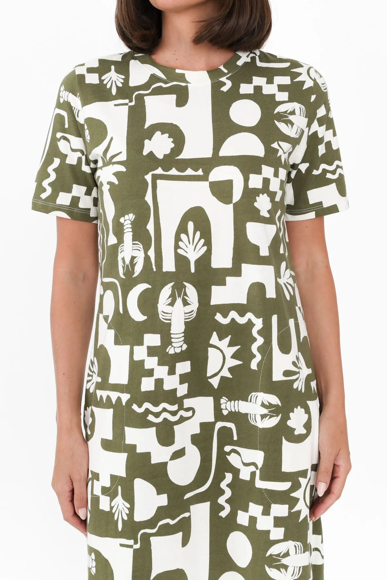 Postcard Khaki Coastal Cotton Tee Dress sold by Blue Bungalow product image thumbnail 5