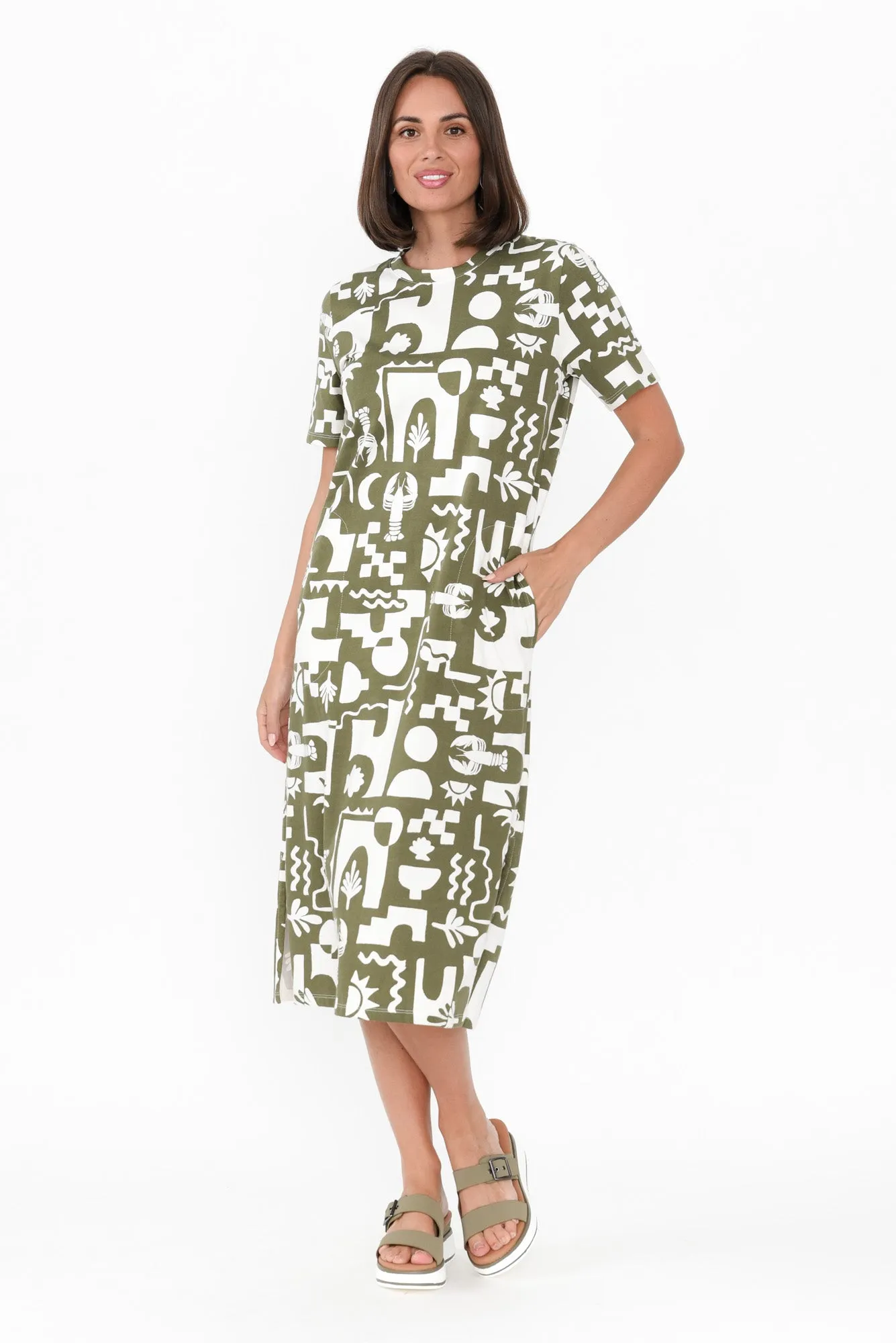 Postcard Khaki Coastal Cotton Tee Dress sold by Blue Bungalow product image thumbnail 2