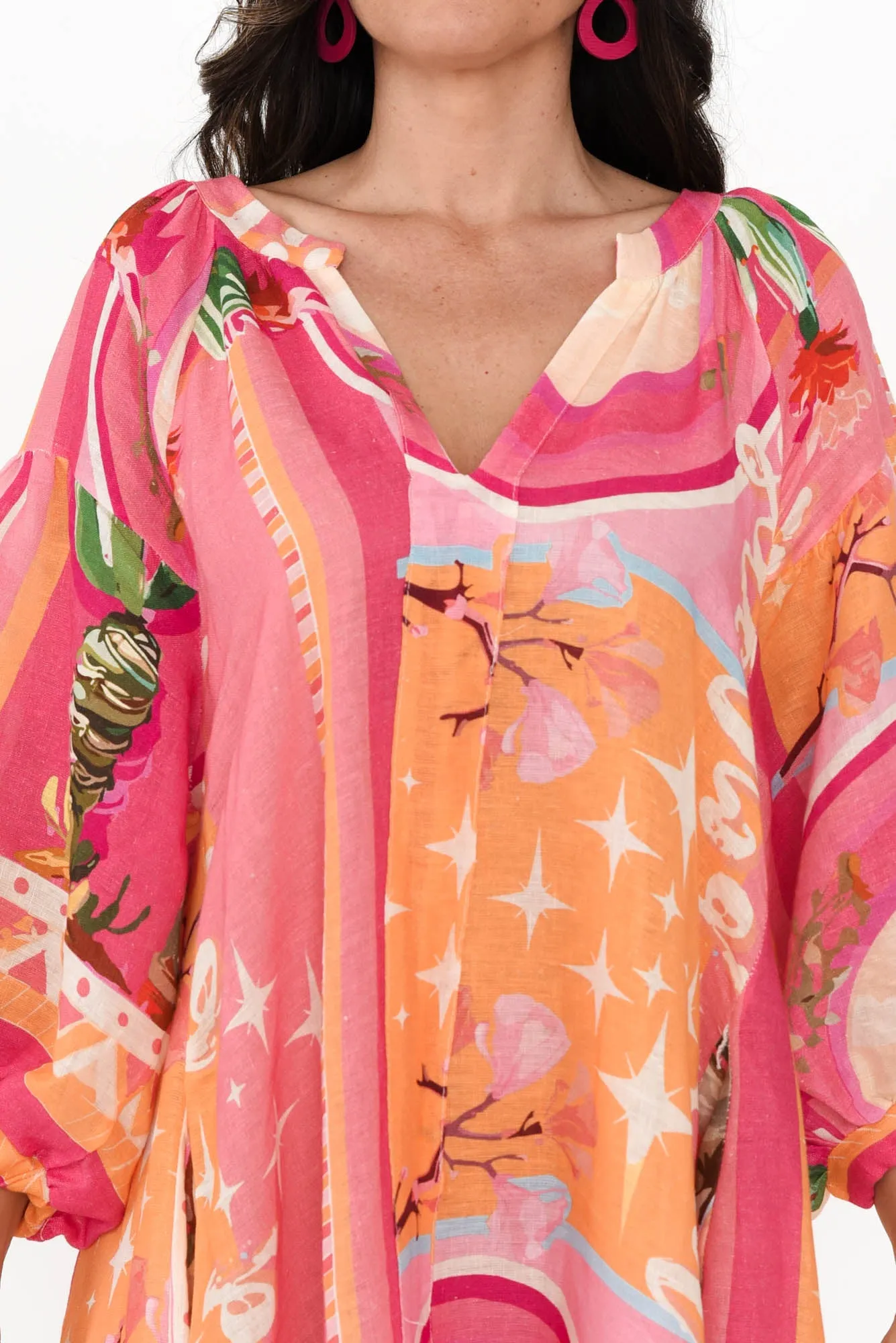 Deneva Pink Cactus Linen Dress sold by Blue Bungalow product image thumbnail 5