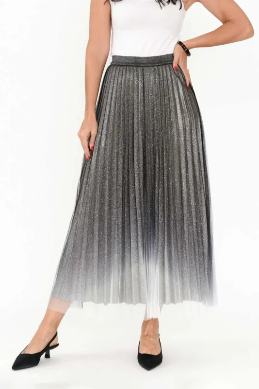 West Charcoal Ombre Pleated Skirt sold by Blue Bungalow