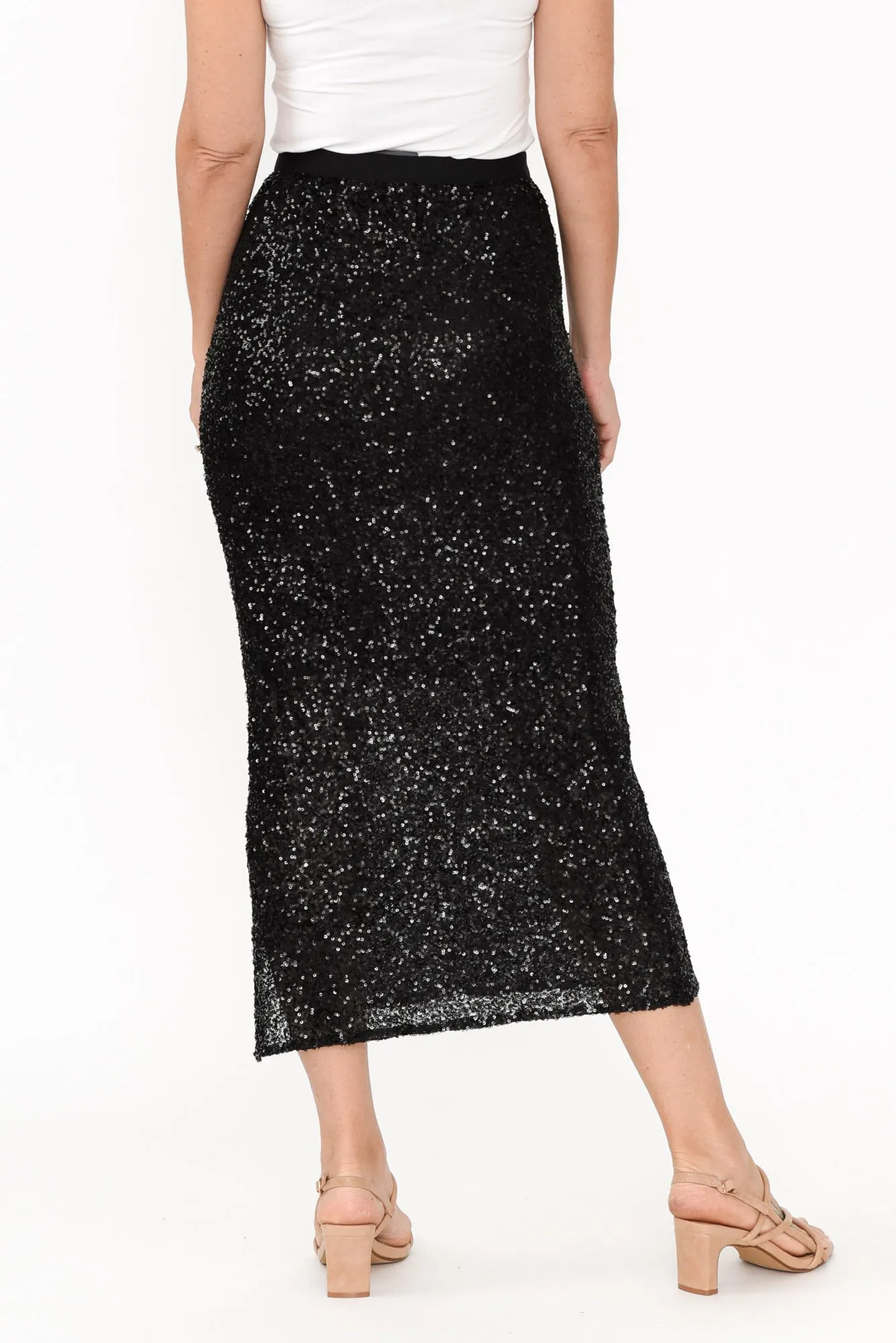 Dazzle Black Sequin Skirt sold by Blue Bungalow product image thumbnail 5