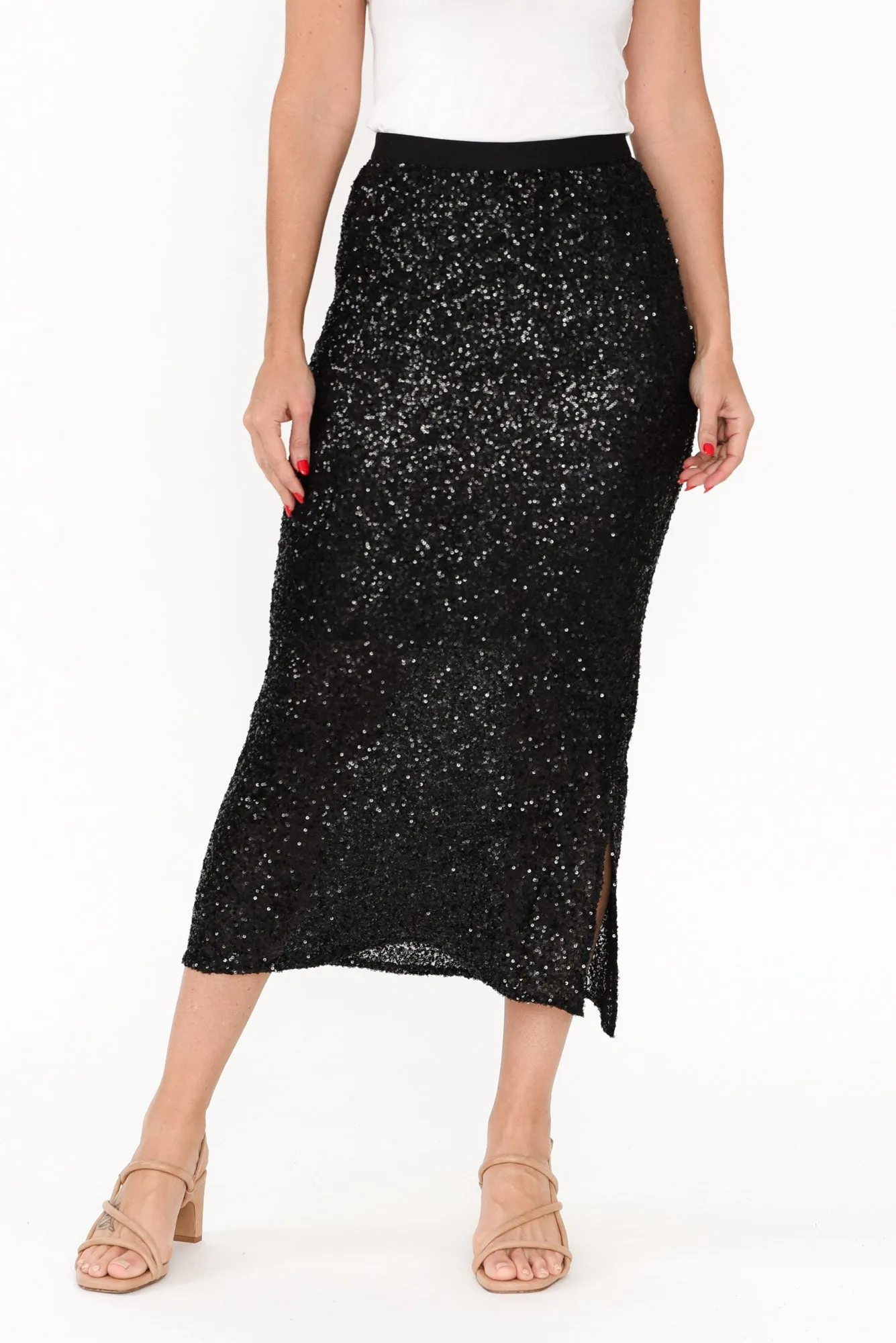 Dazzle Black Sequin Skirt sold by Blue Bungalow