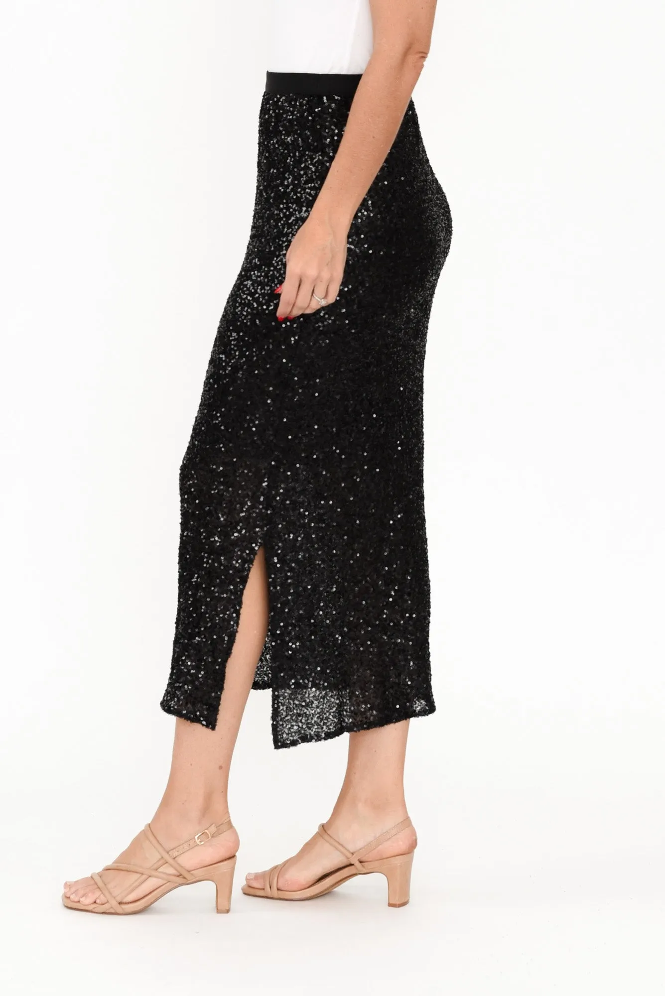 Dazzle Black Sequin Skirt sold by Blue Bungalow product image thumbnail 4