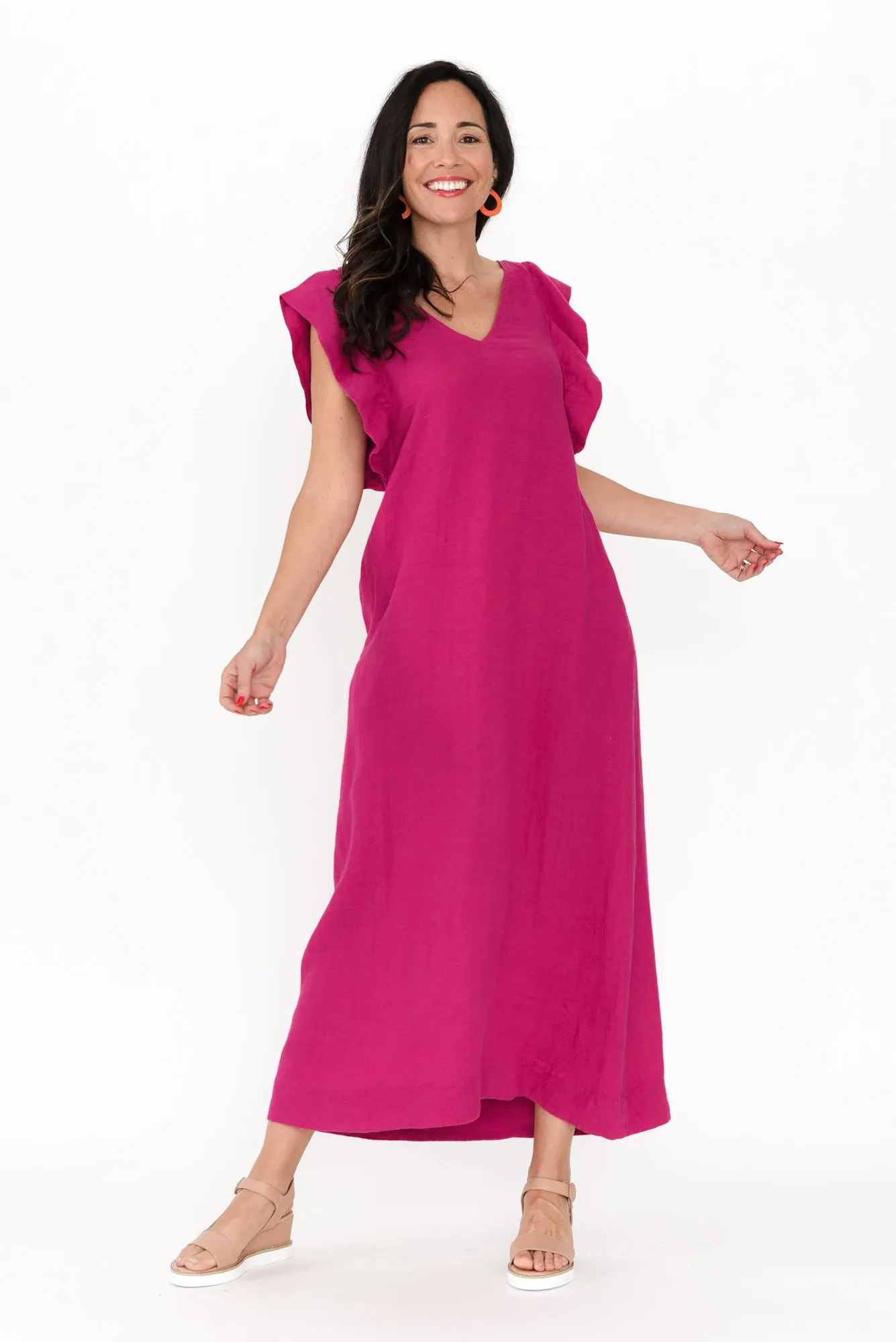 Matilda Hot Pink Pink Linen Dress sold by Blue Bungalow product image thumbnail 2