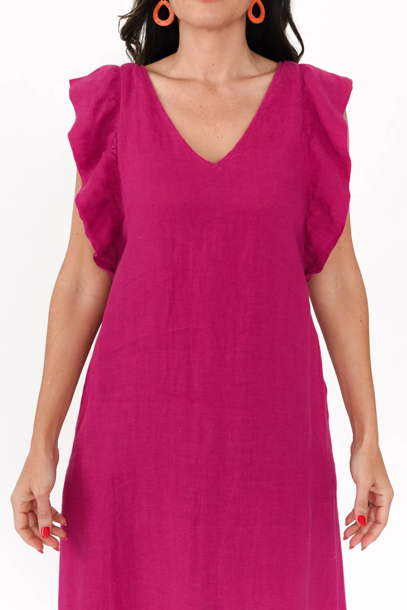 Matilda Hot Pink Pink Linen Dress sold by Blue Bungalow product image thumbnail 5
