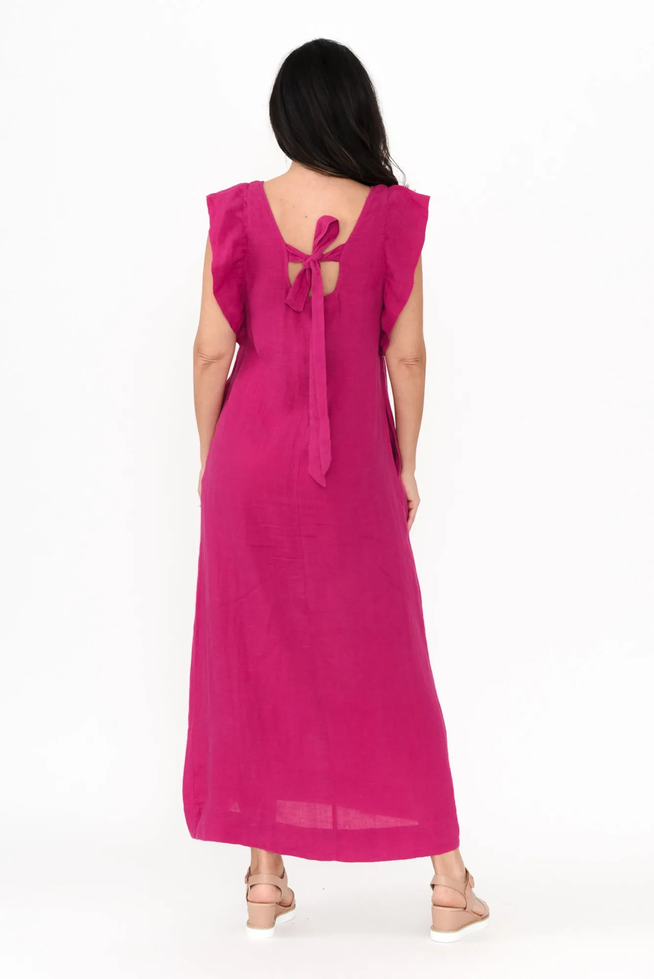 Matilda Hot Pink Pink Linen Dress sold by Blue Bungalow product image thumbnail 4