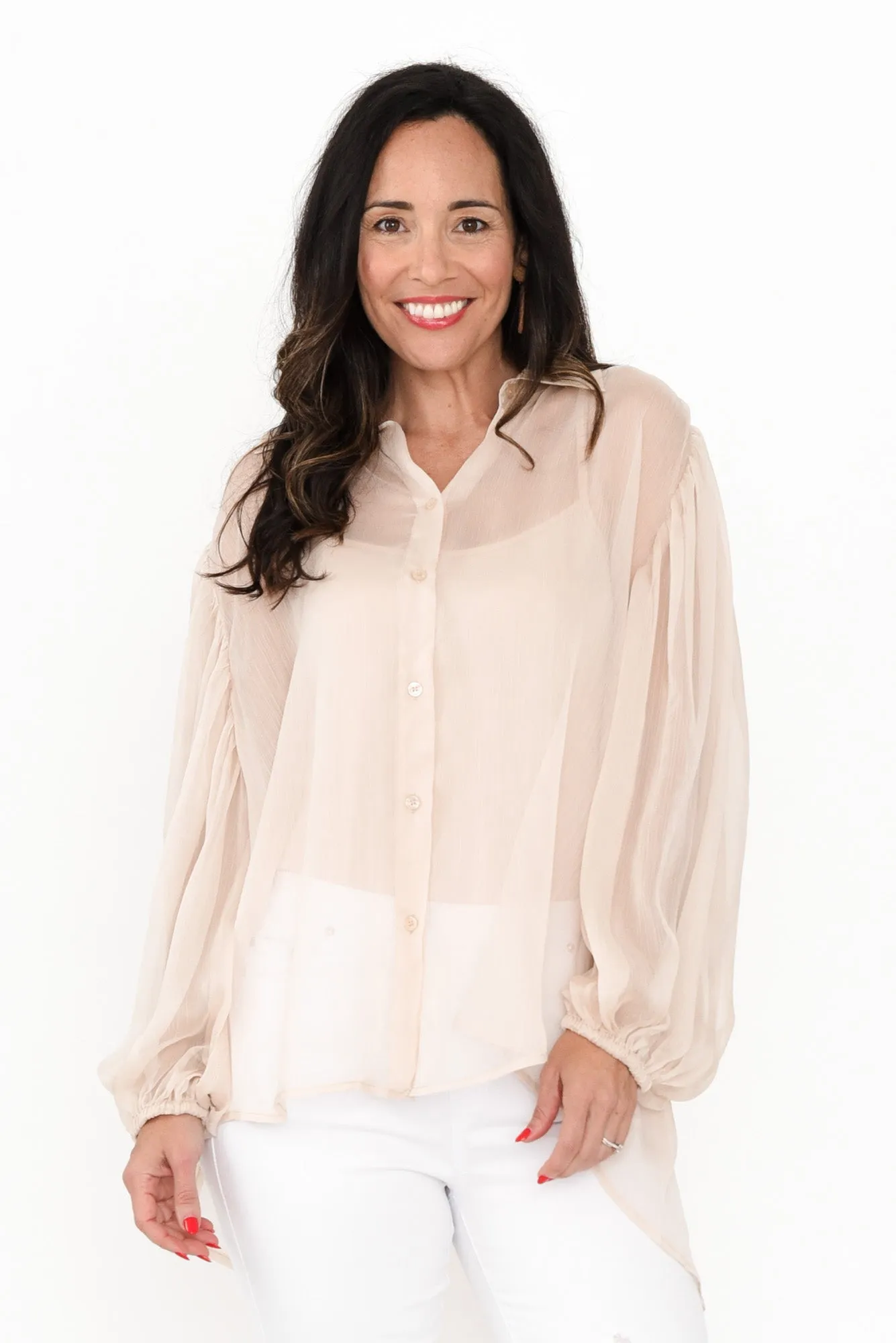 Eden Cream Collared Shirt sold by Blue Bungalow