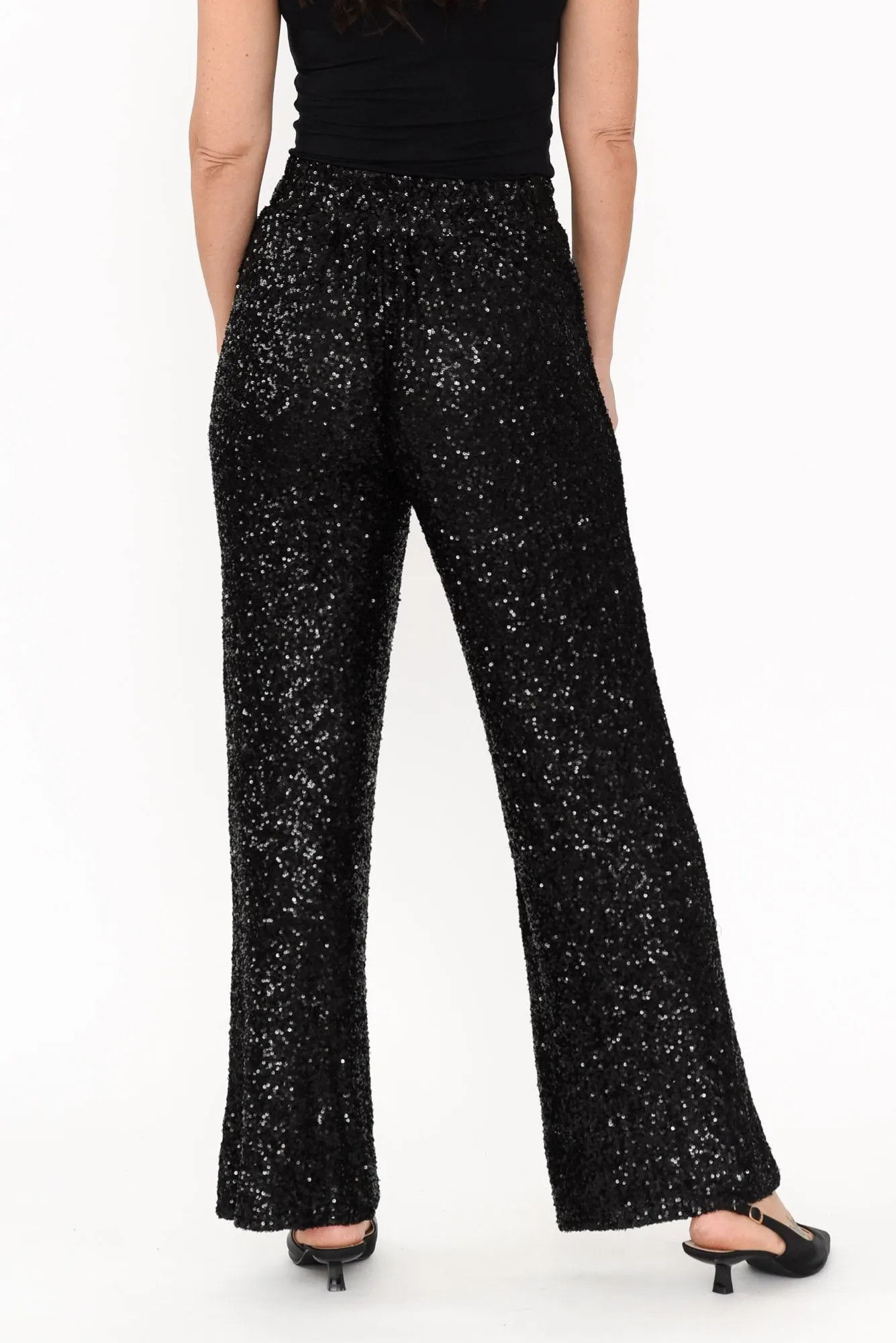Mae Black Sequin Wrap Pants sold by Blue Bungalow product image thumbnail 5