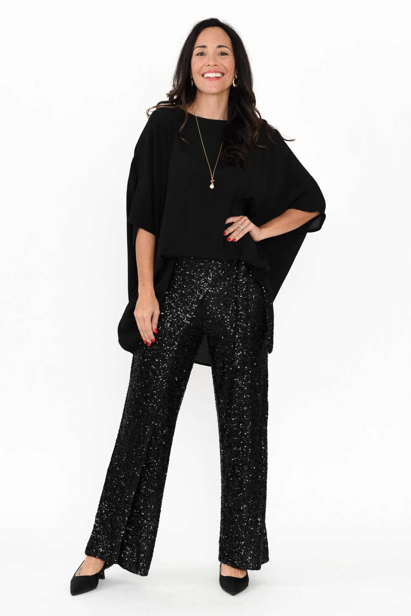 Mae Black Sequin Wrap Pants sold by Blue Bungalow product image thumbnail 2