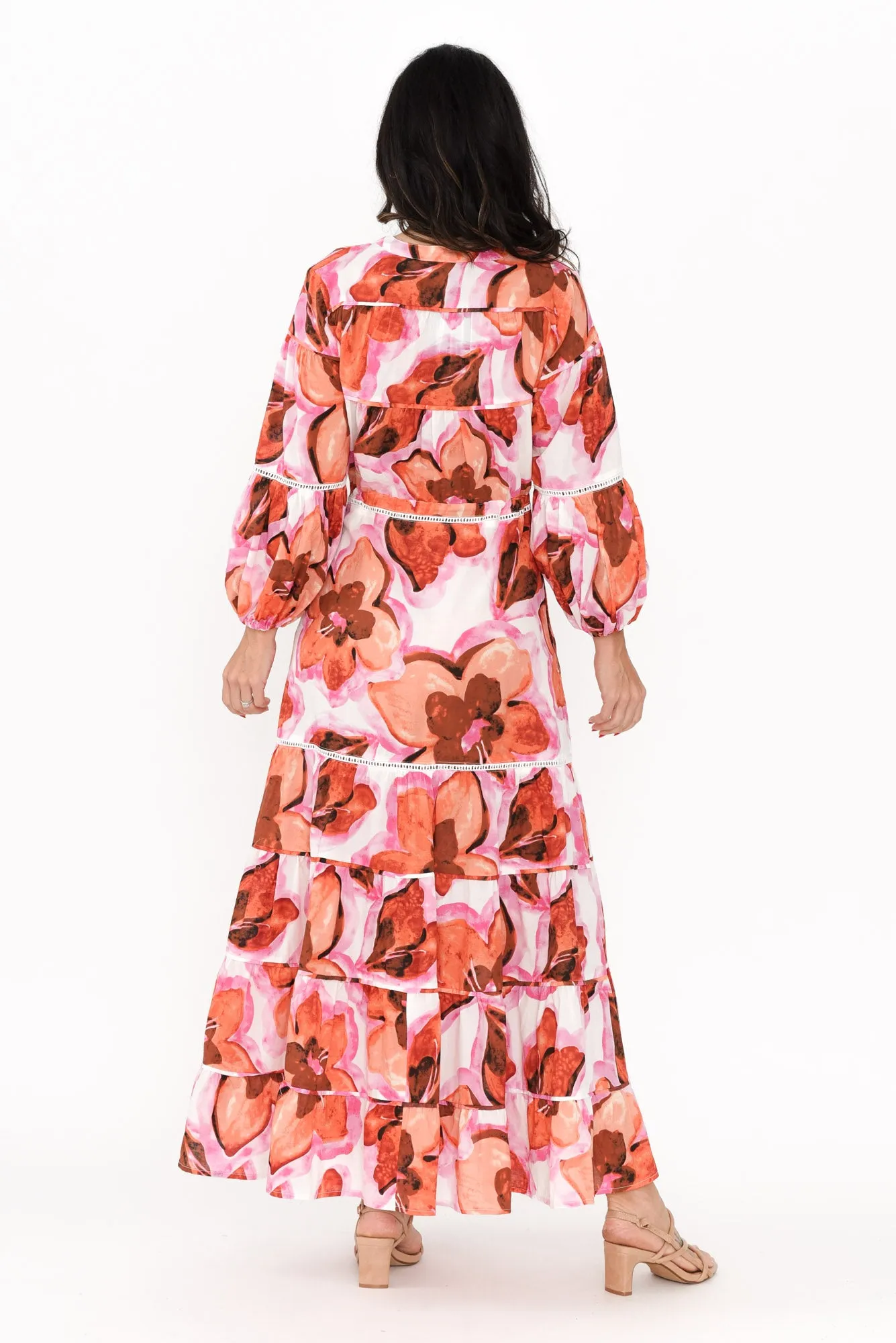 Gertie Pink Floral Cotton Tier Dress sold by Blue Bungalow product image thumbnail 4
