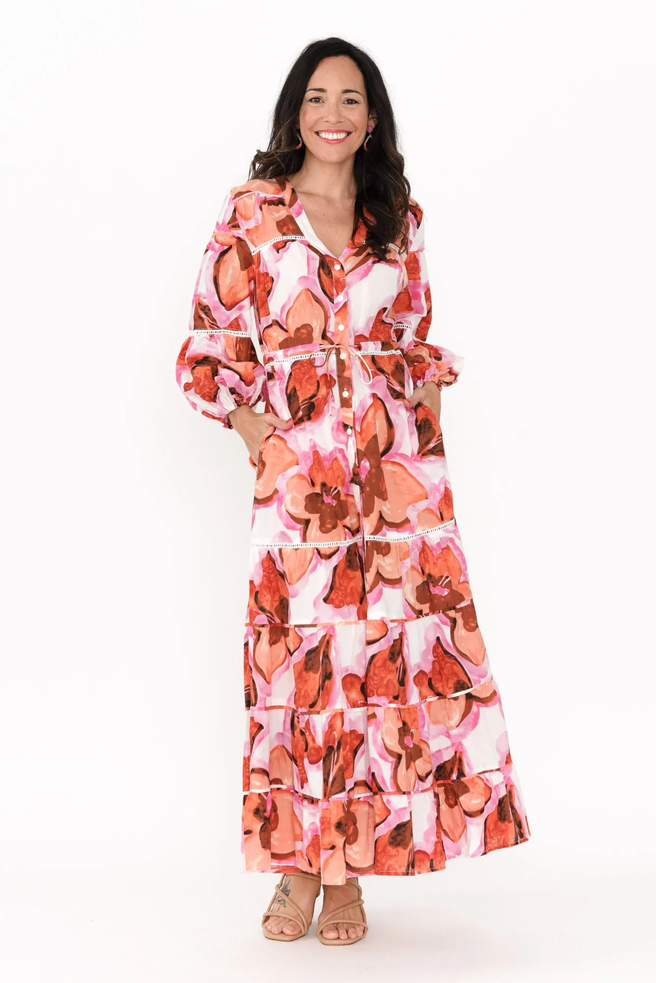 Gertie Pink Floral Cotton Tier Dress sold by Blue Bungalow product image thumbnail 2