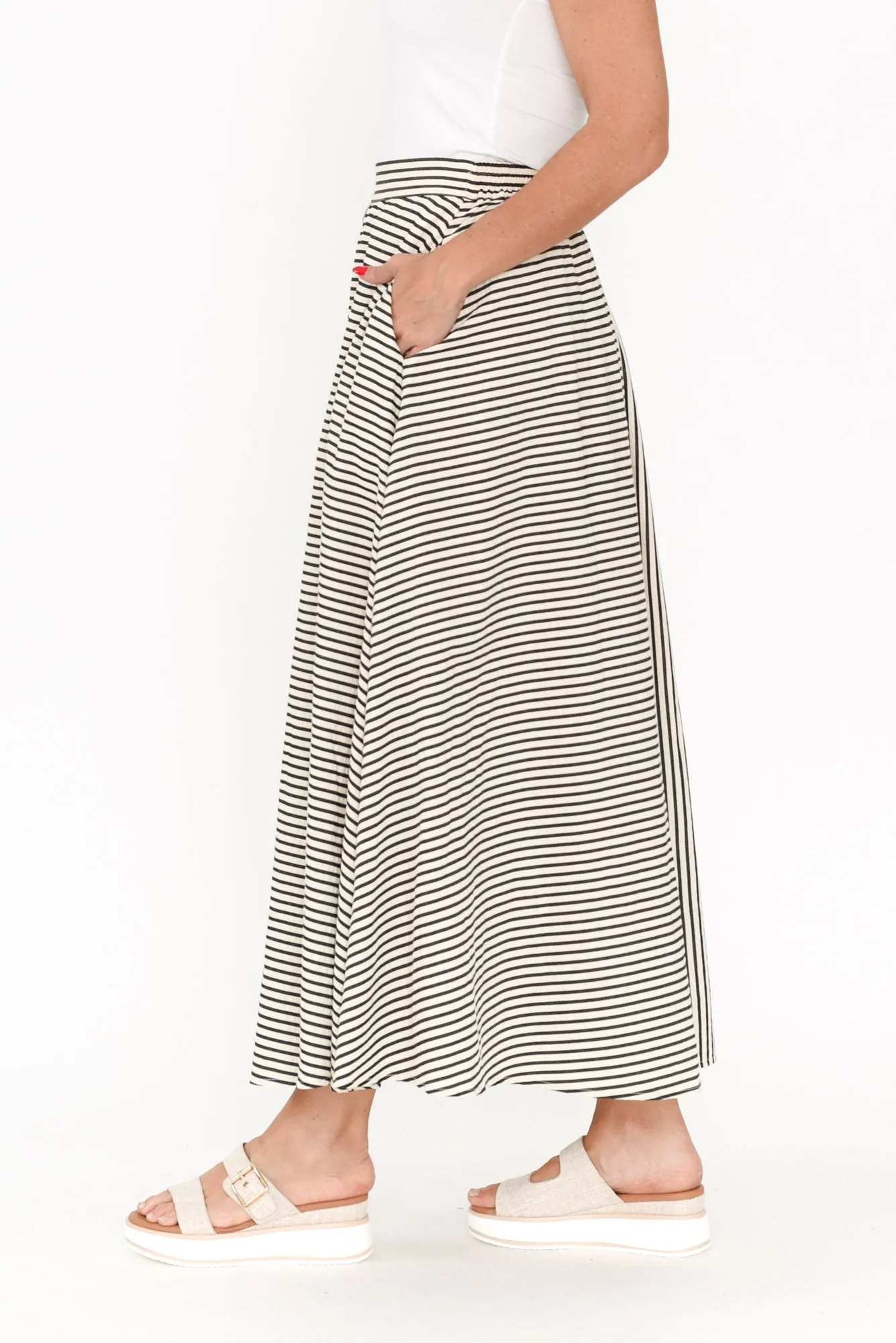 Lucy Black Stripe Button Skirt sold by Blue Bungalow product image thumbnail 4