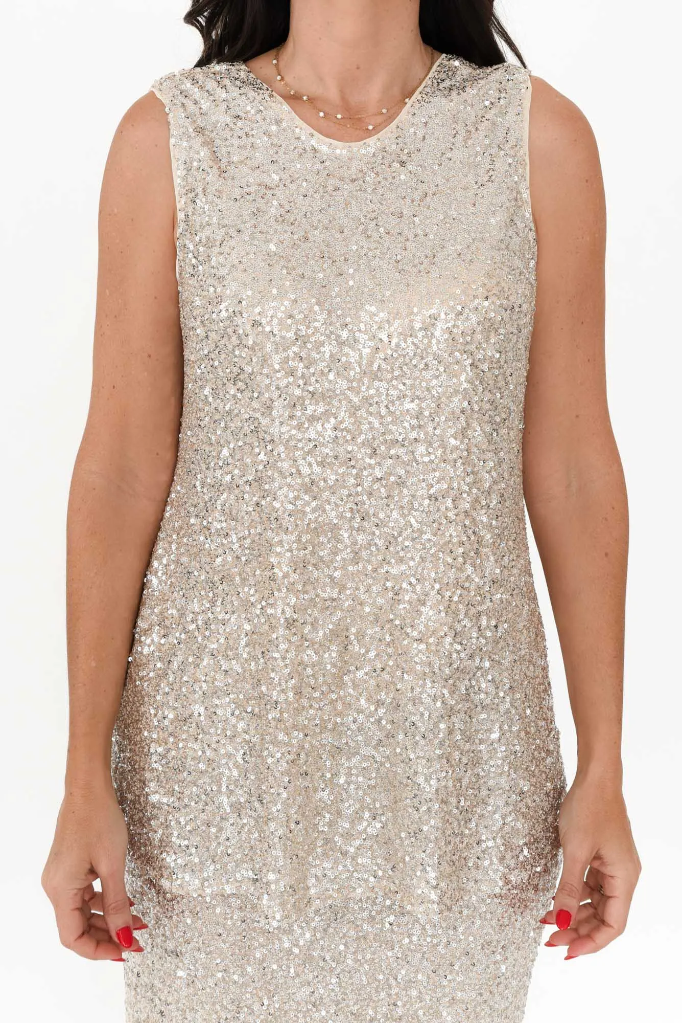 Showstopper Champagne Sequin Tank sold by Blue Bungalow product image thumbnail 5