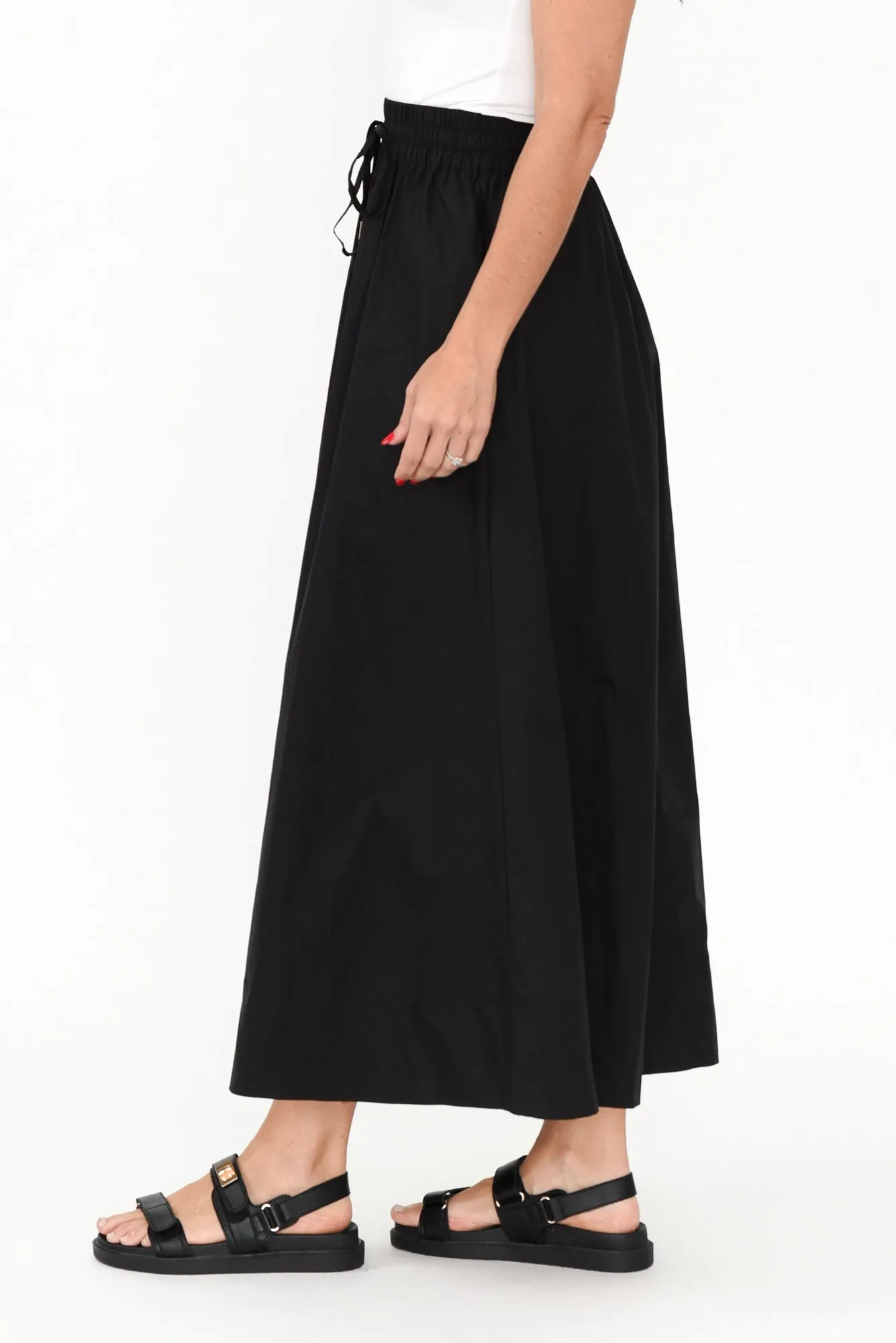 Eliza Black Cotton Drawstring Skirt sold by Blue Bungalow product image thumbnail 4