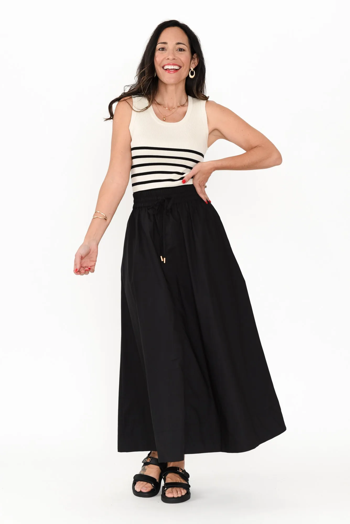 Eliza Black Cotton Drawstring Skirt sold by Blue Bungalow product image thumbnail 2