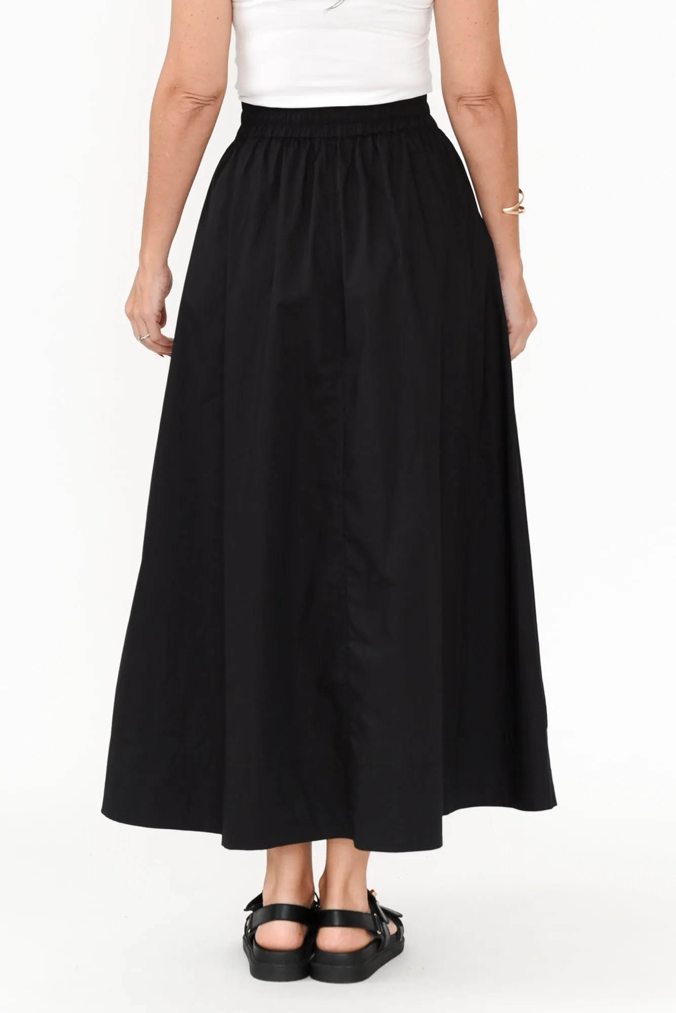 Eliza Black Cotton Drawstring Skirt sold by Blue Bungalow product image thumbnail 5