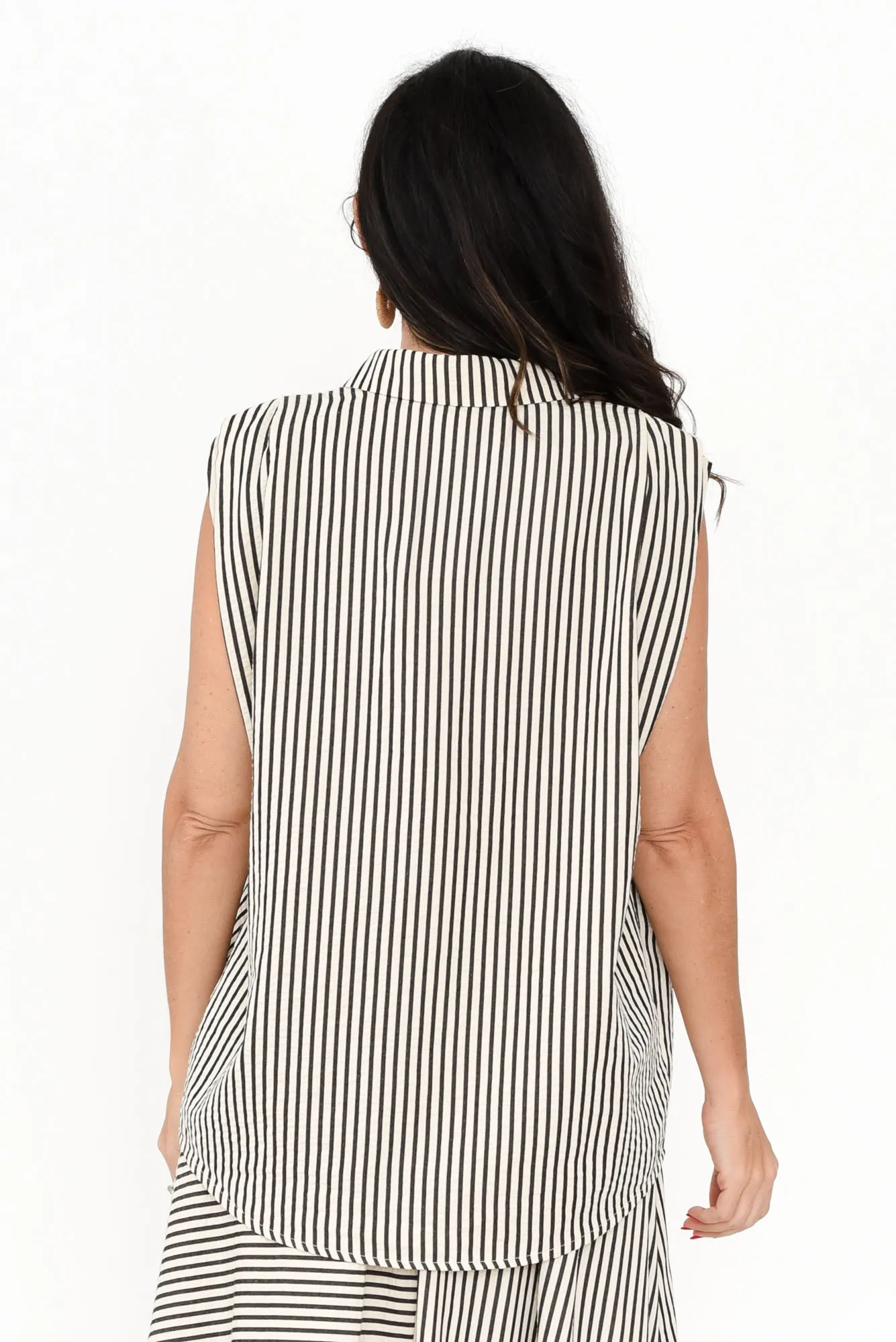 Charlie Black Stripe Sleeveless Shirt sold by Blue Bungalow product image thumbnail 4