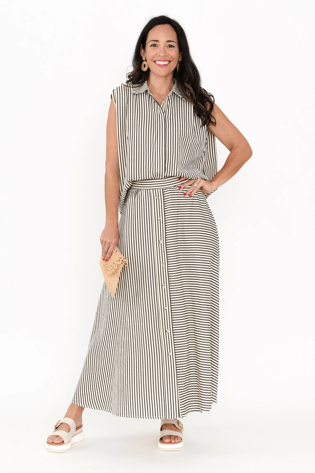 Charlie Black Stripe Sleeveless Shirt sold by Blue Bungalow product image thumbnail 2